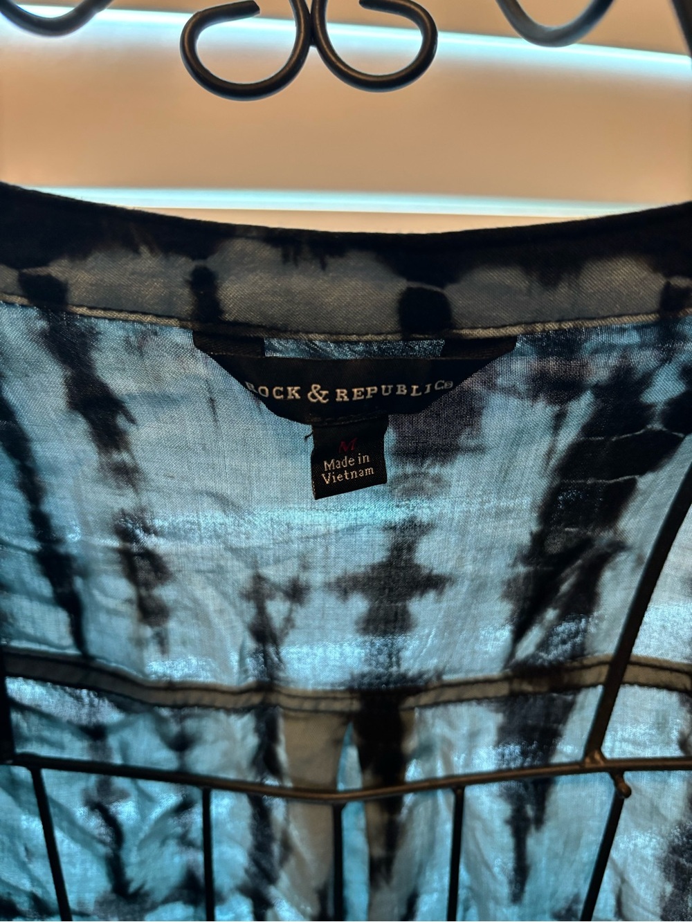 Rock & Republic Black and Gray Tie-Dye Lace-Up Tunic - Picture 3 of 7